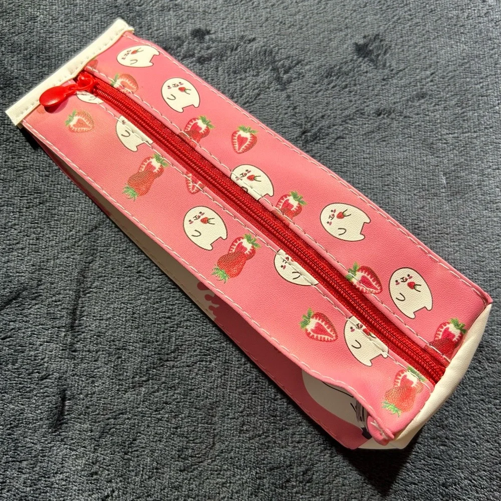 Kawaii Strawberry Milk Carton Pencil Case Cute Makeup Bag